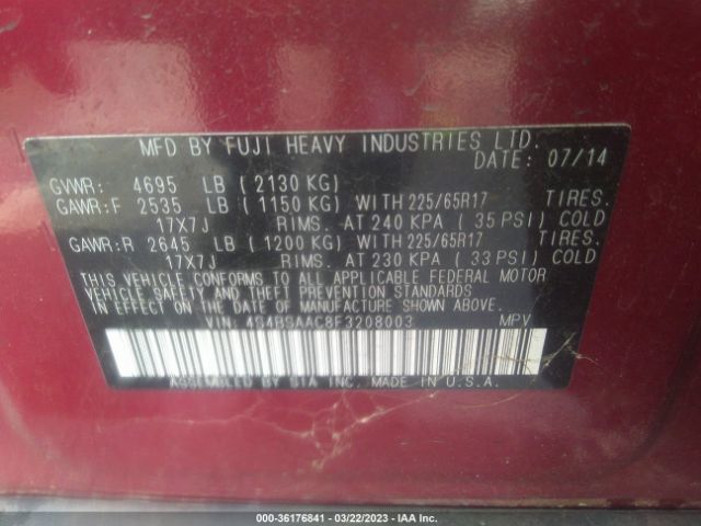 4S4BSAAC8F3208003 Subaru Outback 2.5i