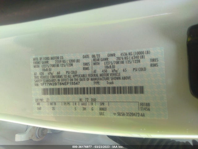2022 Ford F-250, VIN: 1FT7W2BT8NEF15547