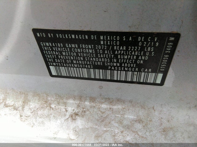 2019 Volkswagen Golf, VIN: 3VWY57AUXKM507483