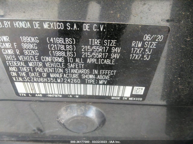 Honda HR-V LX 2020 3CZRU6H35LM724260 Image 9
