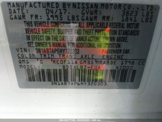 3N1AB7AP6HY320303 Nissan SENTRA S