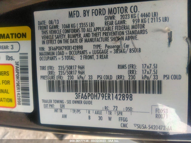 Ford FUSION SE 2014 3FA6P0H79ER142898 Image 9