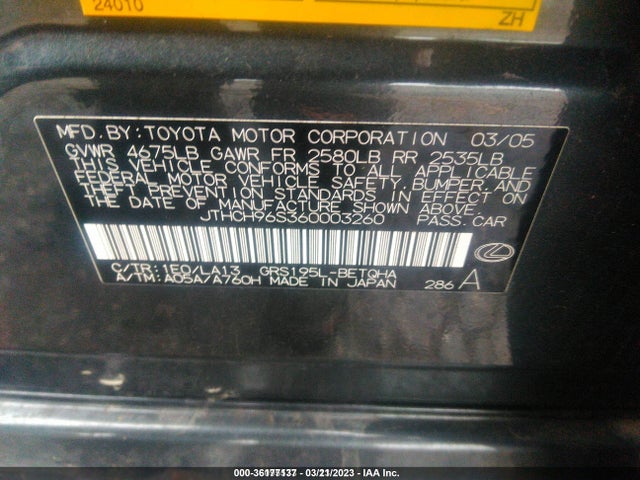 Lexus GS 300 2006 JTHCH96S360003260 Image 10