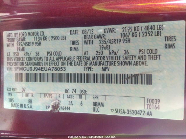 1FMCU9J94EUA78053 Ford Escape Titanium