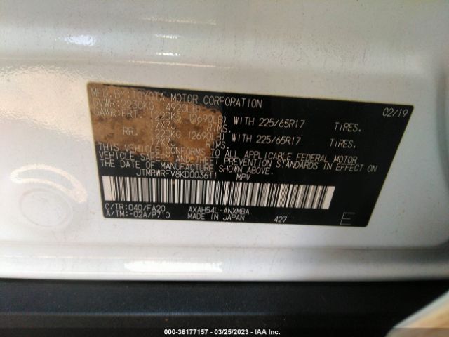 JTMRWRFV8KD003611 Toyota Rav4 Hybrid Xle