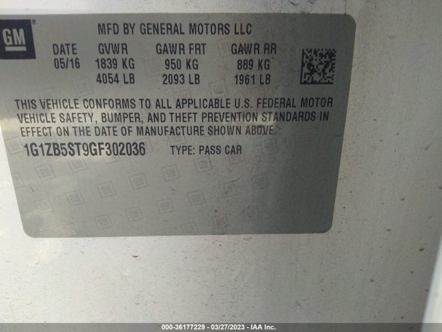 Chevrolet MALIBU LS 2016 1G1ZB5ST9GF302036 Image 9