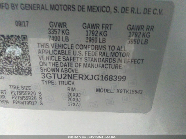 GMC Sierra 1500 Slt 2018 3GTU2NERXJG168399 Image 9