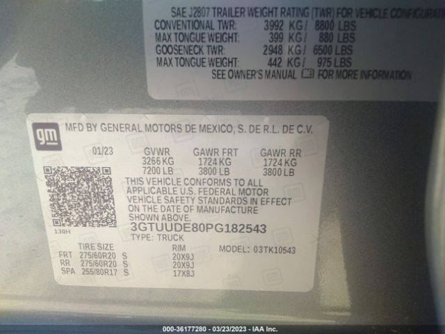 3GTUUDE80PG182543 GMC Sierra 1500 Slt