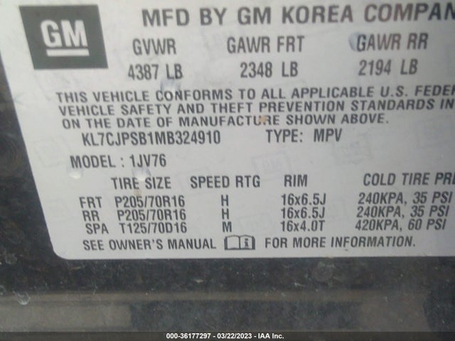 Chevrolet Trax Lt 2021 KL7CJPSB1MB324910 Image 9