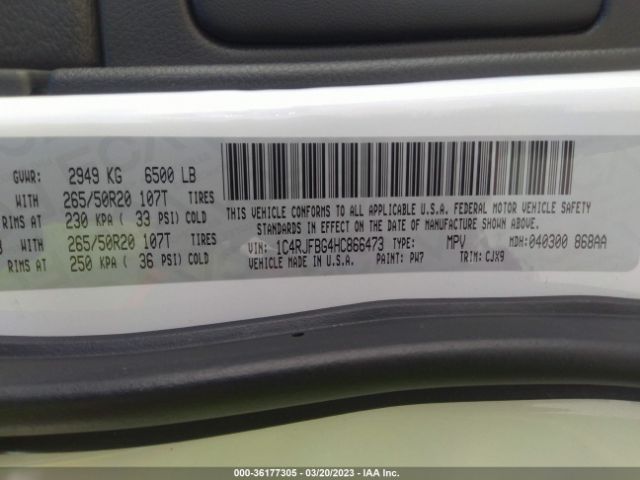 1C4RJFBG4HC866473 Jeep Grand Cherokee Limited