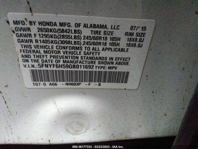 Honda Pilot Ex-l 2016 5FNYF6H59GB011692 Image 10