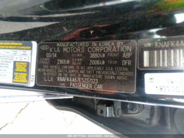 KNAFK4A67E5237123 KIA FORTE LX