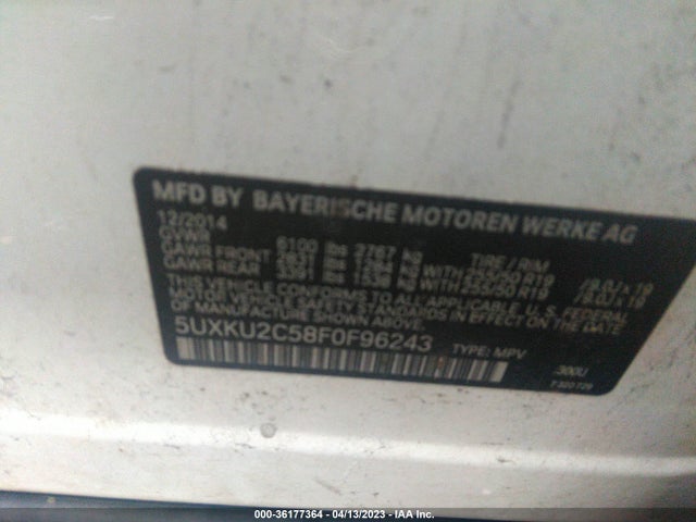BMW X6 Xdrive35i 2015 5UXKU2C58F0F96243 Image 9