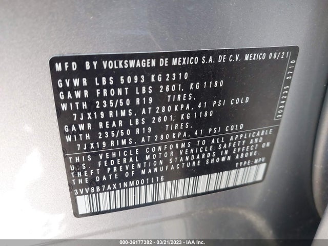 3VV8B7AX1NM001116 Volkswagen Tiguan Se R-line Black