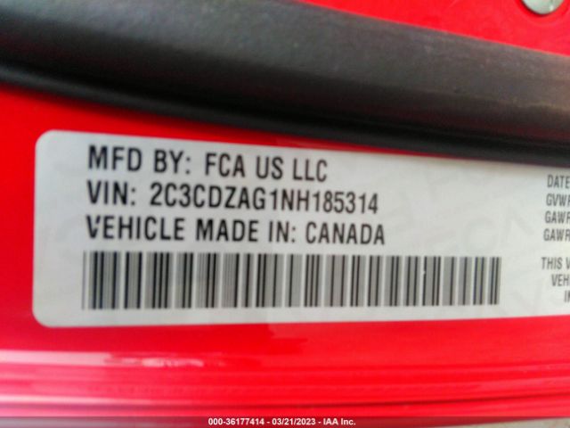 2C3CDZAG1NH185314 Dodge Challenger Sxt