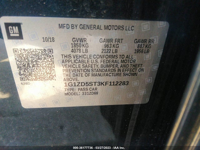 Chevrolet MALIBU LT 2019 1G1ZD5ST3KF112283 Image 9