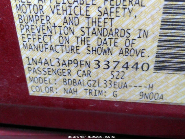 2015 NISSAN ALTIMA 2.5 S VIN: 1N4AL3AP9FN337440