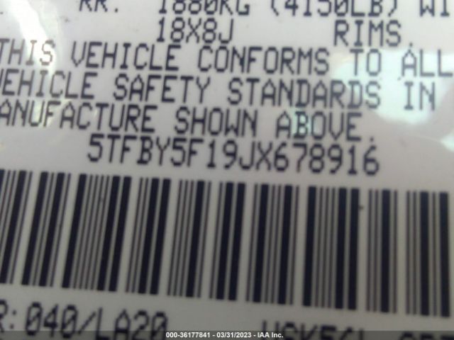 5TFBY5F19JX678916 Toyota Tundra 4wd Sr/sr5/limited