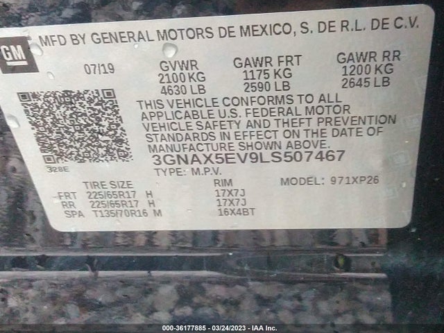 Chevrolet EQUINOX LS 2020 3GNAX5EV9LS507467 Image 9