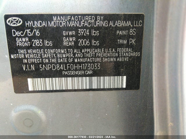 Hyundai ELANTRA SE 2017 5NPD84LF0HH173033 Image 11