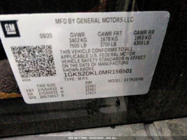 1GKS2DKL0MR156501 GMC YUKON DENALI