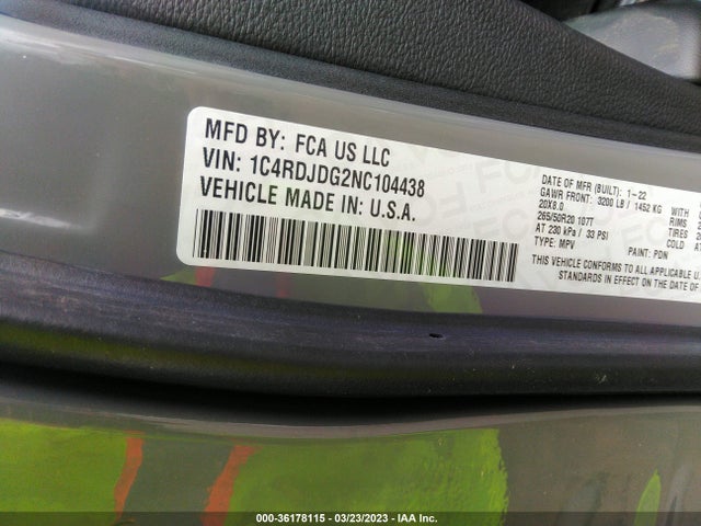 Dodge Durango Gt Plus 2022 1C4RDJDG2NC104438 Image 9