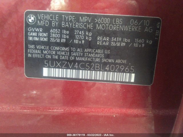 5UXZV4C52BL402965 BMW X5 35i