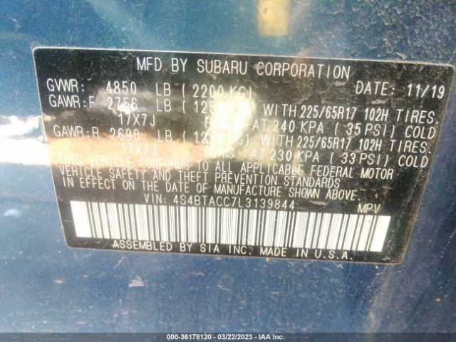 4S4BTACC7L3139844 Subaru Outback Premium