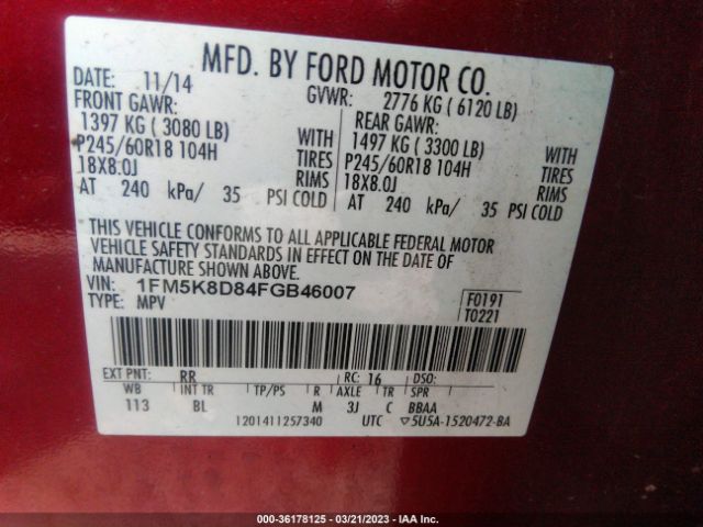 1FM5K8D84FGB46007 Ford EXPLORER XLT