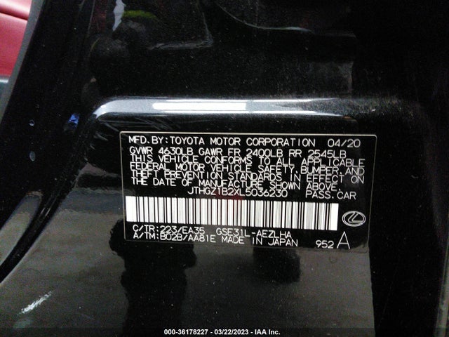 JTHGZ1B2XL5036230 Lexus Is Is 350 F Sport