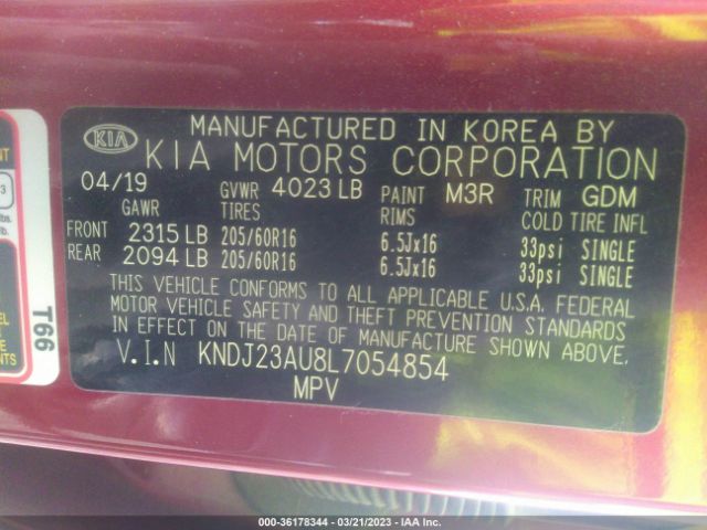KNDJ23AU8L7054854 KIA SOUL LX
