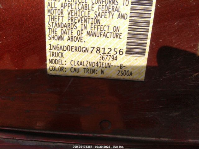 1N6AD0ER0GN781256 Nissan Frontier Sv