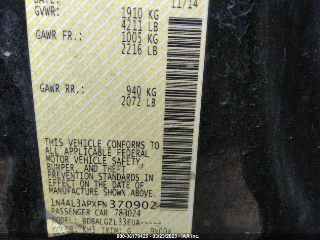 1N4AL3APXFN370902 Nissan Altima 2.5 S