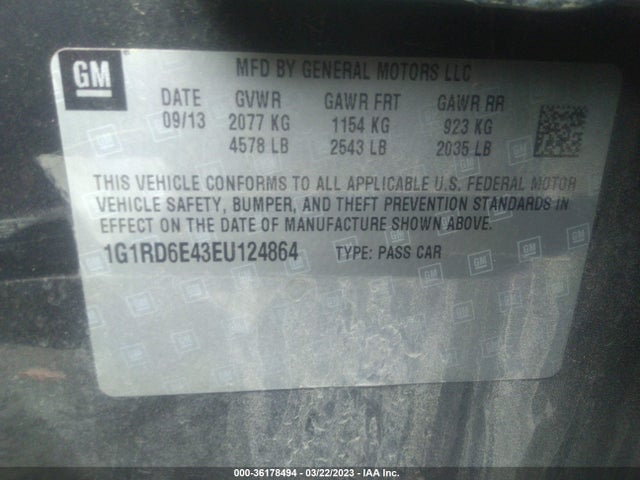 2014 Chevrolet Volt, VIN: 1G1RD6E43EU124864