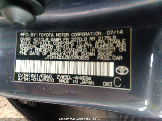 Toyota Prius Four/five/three/one/two 2014 JTDKN3DU3E0390835 Image 10