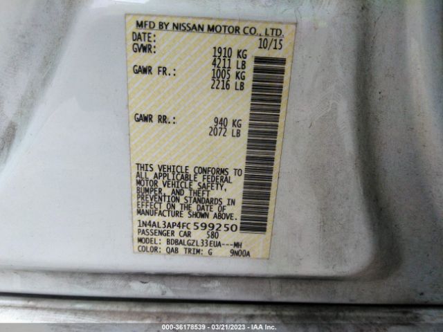 1N4AL3AP4FC599250 Nissan Altima 2.5 S