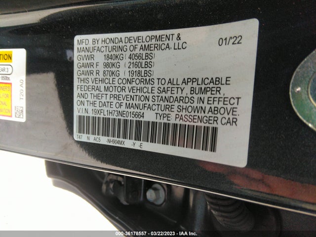 Honda Civic Hatchback Ex-l 2022 19XFL1H73NE015664 Image 10