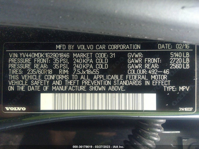 2016 Volvo XC60, VIN: YV440MDK1G2901846