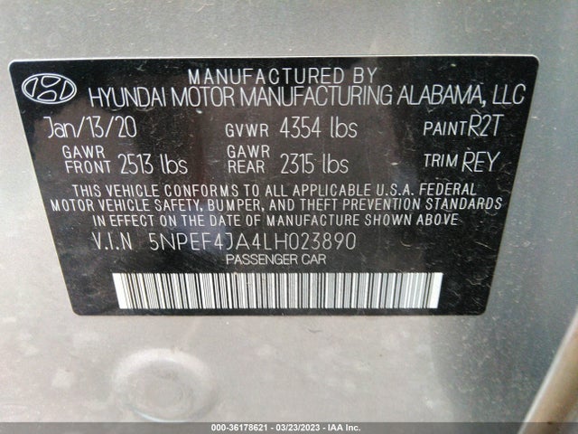 Hyundai SONATA SEL 2020 5NPEF4JA4LH023890 Image 9