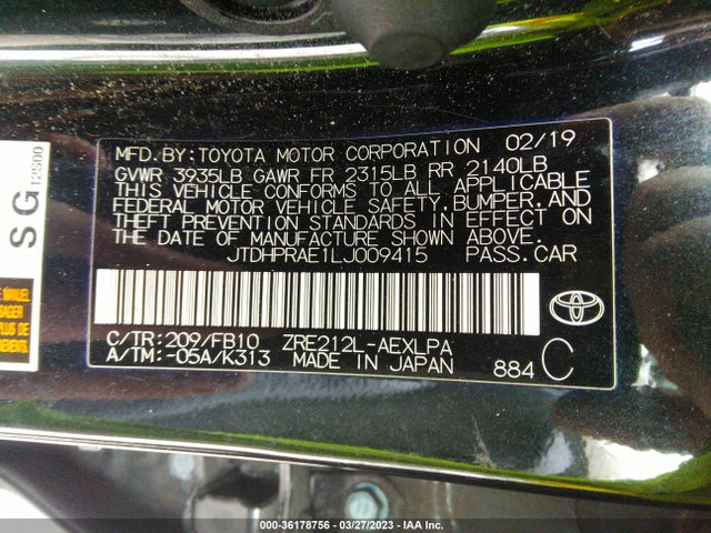 Toyota COROLLA LE 2020 JTDHPRAE1LJ009415 Image 11