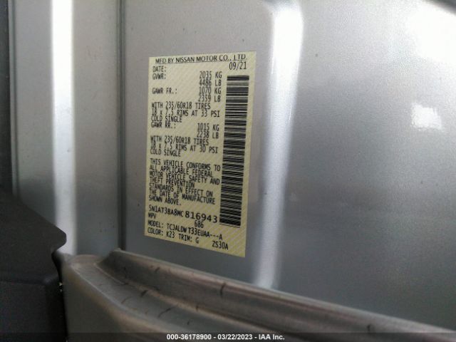 5N1AT3BA8MC816943 Nissan ROGUE SV