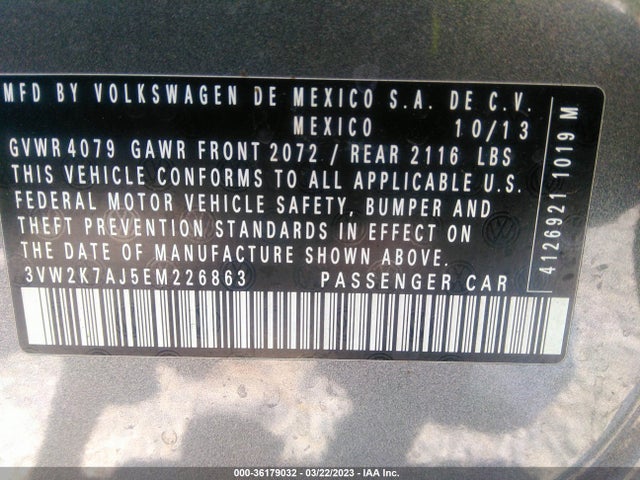 3VW2K7AJ5EM226863 Volkswagen Jetta Sedan S