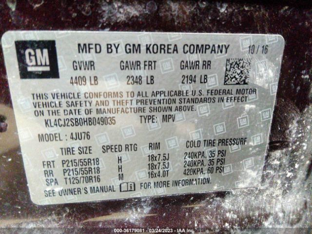 KL4CJ2SB0HB049035 Buick Encore Sport Touring