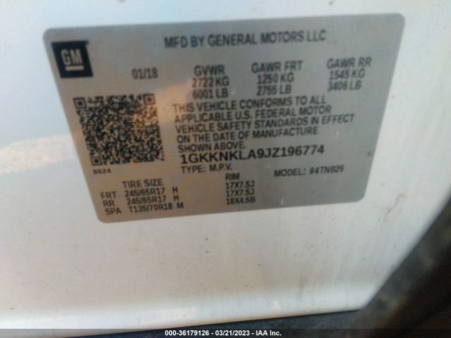 1GKKNKLA9JZ196774 GMC ACADIA SLE