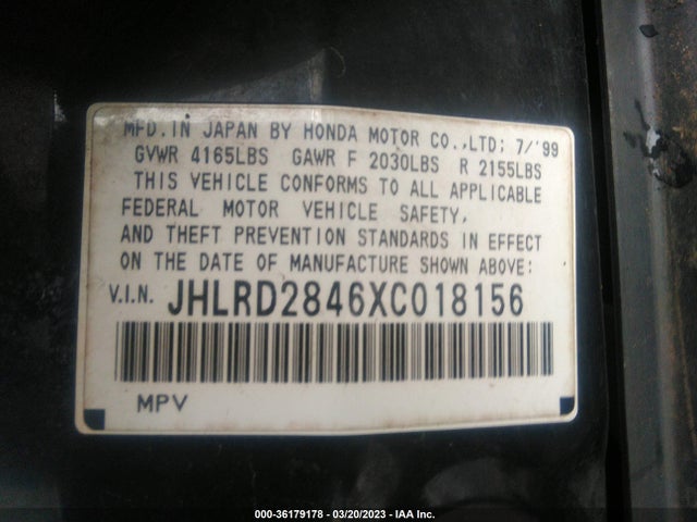 Honda CR-V LX 1999 JHLRD2846XC018156 Image 10