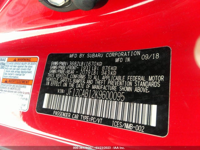 2019 Subaru BRZ, VIN: JF1ZCAB12K9600095