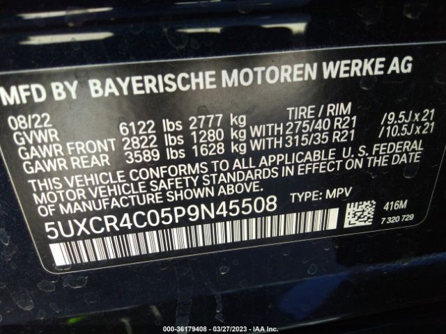 5UXCR4C05P9N45508 BMW X5 Sdrive40i