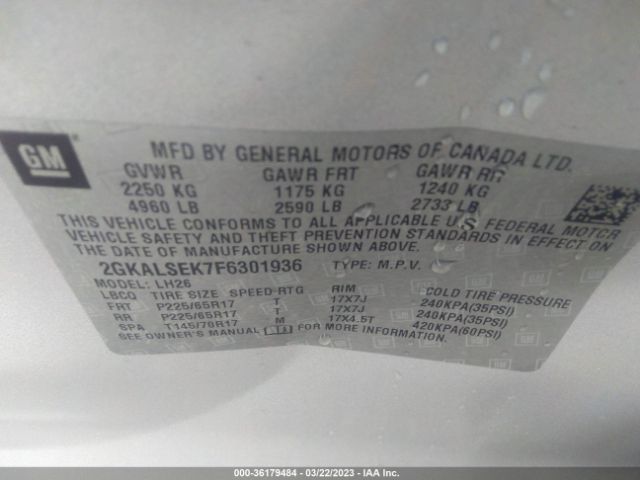 2GKALSEK7F6301936 GMC Terrain Slt