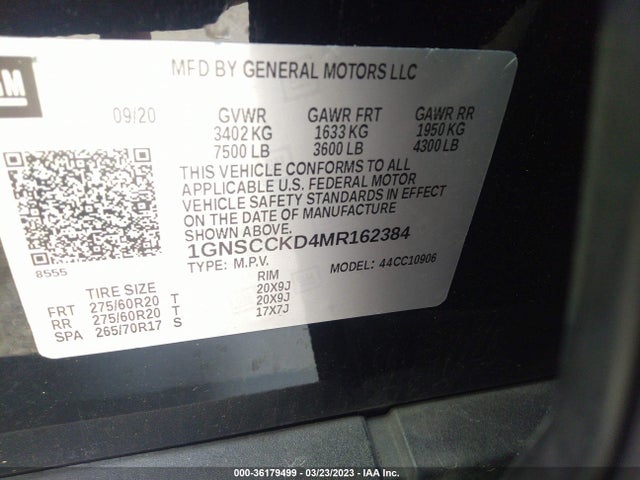 Chevrolet Suburban Lt 2021 1GNSCCKD4MR162384 Image 9
