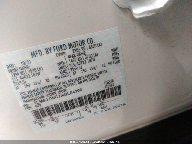 2022 Lincoln Aviator, VIN: 5LM5J7WC7NGL04396